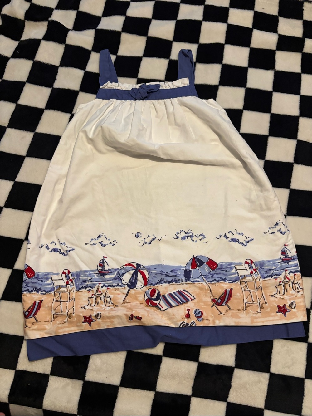 Girls 4T White and Blue Beach Print Sundress